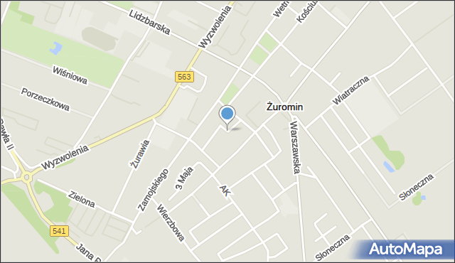 Żuromin, Spokojna, mapa Żuromin