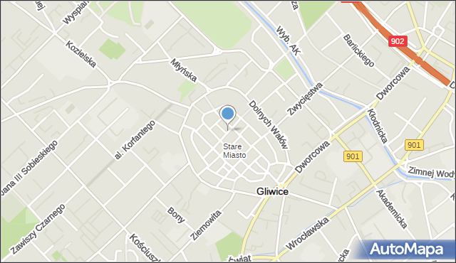 Gliwice, Średnia, mapa Gliwic