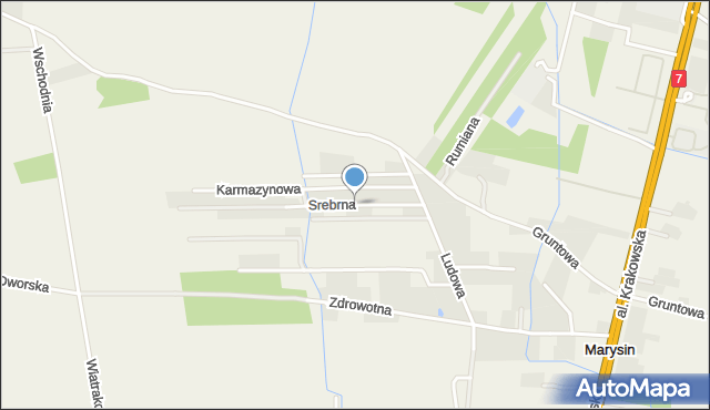 Marysin gmina Lesznowola, Srebrna, mapa Marysin gmina Lesznowola