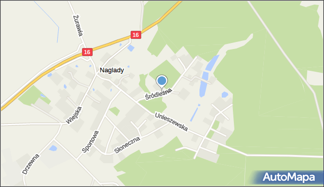 Naglady, Śródleśna, mapa Naglady