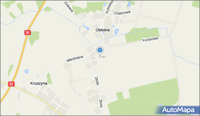 Obłotne, Srebrna, mapa Obłotne