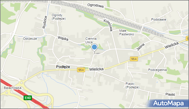 Podłęże gmina Niepołomice, Środkowa, mapa Podłęże gmina Niepołomice