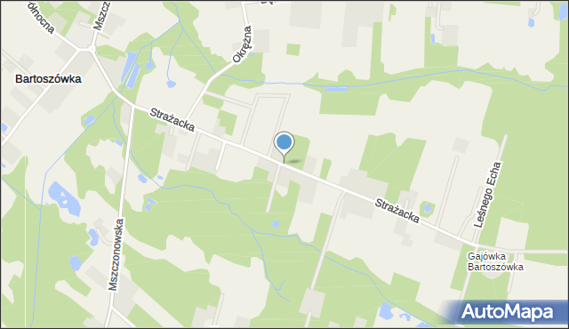 Bartoszówka gmina Żabia Wola, Strażacka, mapa Bartoszówka gmina Żabia Wola