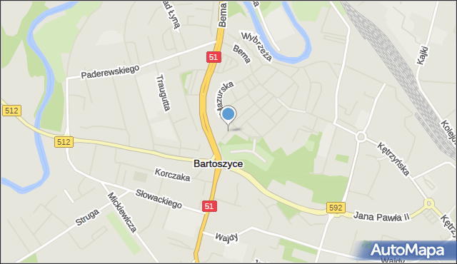 Bartoszyce, Starzyńskiego, mapa Bartoszyce