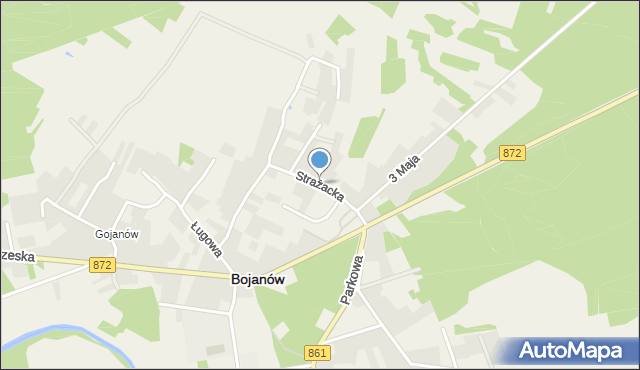 Bojanów powiat stalowowolski, Strażacka, mapa Bojanów powiat stalowowolski