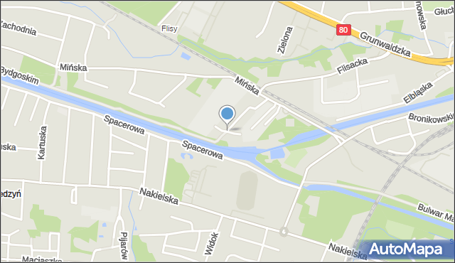 Bydgoszcz, Streicha Stanisława, ks., mapa Bydgoszczy