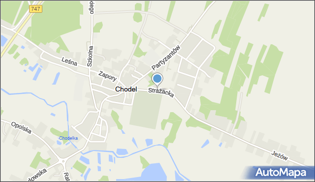 Chodel, Strażacka, mapa Chodel