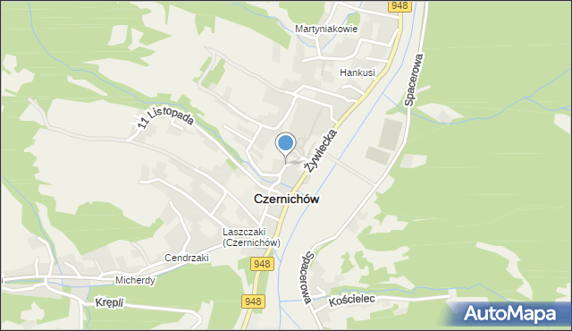 Czernichów powiat żywiecki, Strażacka, mapa Czernichów powiat żywiecki