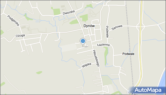 Dynów, Strażacka, mapa Dynów