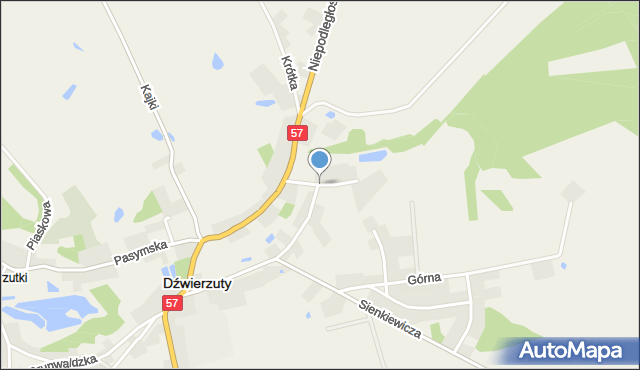 Dźwierzuty, Strażacka, mapa Dźwierzuty