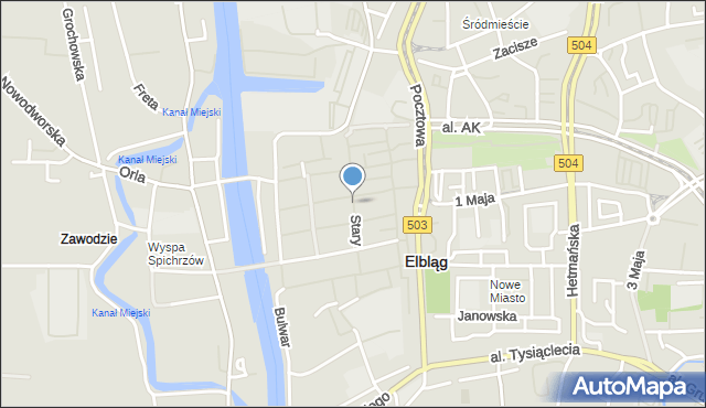 Elbląg, Stary Rynek, mapa Elbląga