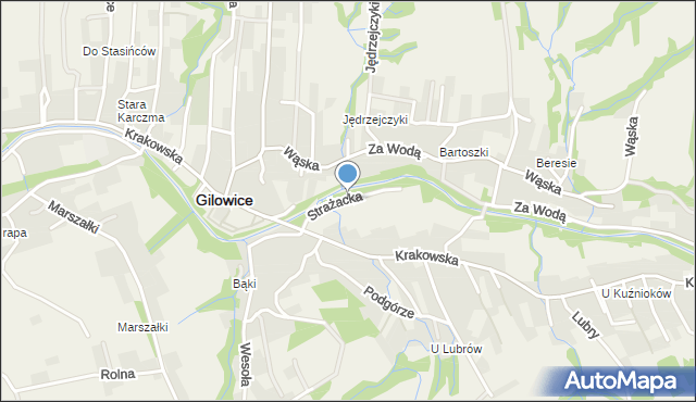 Gilowice powiat żywiecki, Strażacka, mapa Gilowice powiat żywiecki