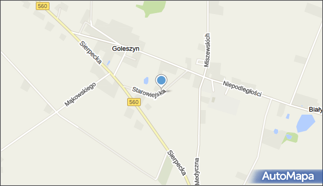 Goleszyn, Starowiejska, mapa Goleszyn