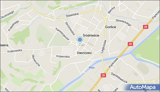 Gorlice, Strażacka, mapa Gorlic