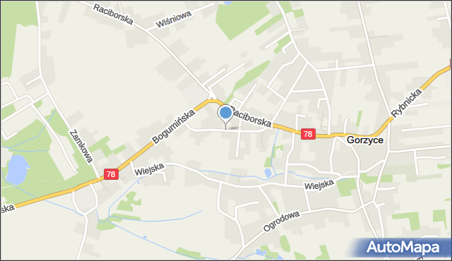 Gorzyce powiat wodzisławski, Stawowa, mapa Gorzyce powiat wodzisławski