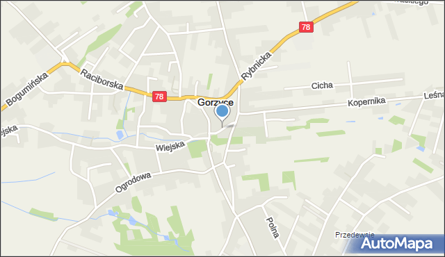 Gorzyce powiat wodzisławski, Strażacka, mapa Gorzyce powiat wodzisławski