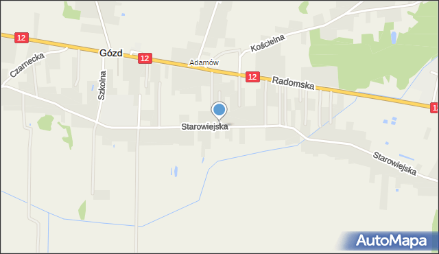 Gózd powiat radomski, Starowiejska, mapa Gózd powiat radomski