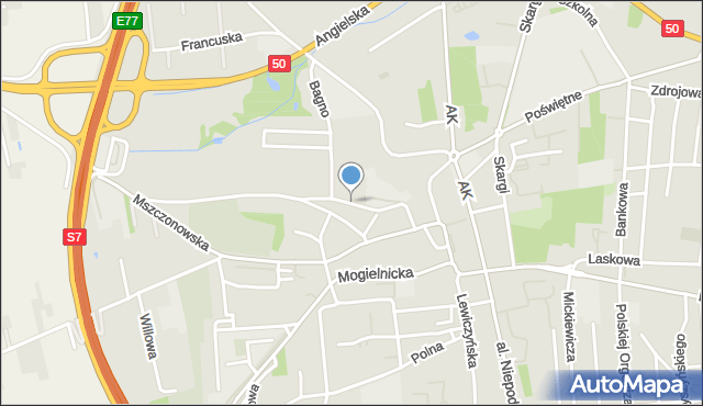 Grójec, Stokowa, mapa Grójec