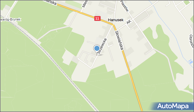 Hanusek, Strzelecka, mapa Hanusek