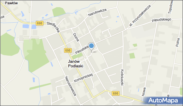 Janów Podlaski, Staroklasztorna, mapa Janów Podlaski