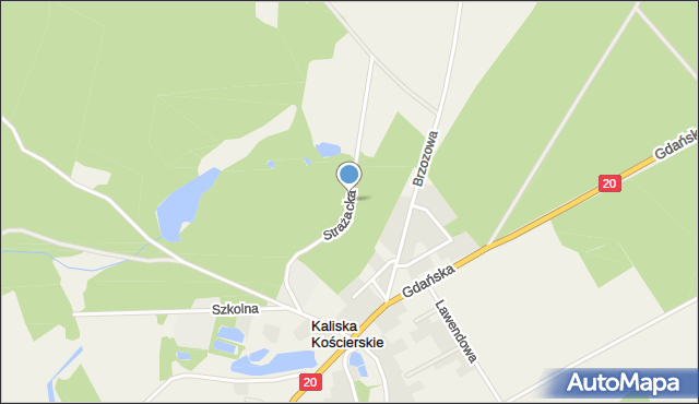 Kaliska Kościerskie, Strażacka, mapa Kaliska Kościerskie