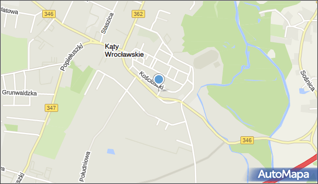 Kąty Wrocławskie, Strażacka, mapa Kąty Wrocławskie