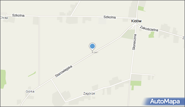 Kidów, Starowiejska, mapa Kidów