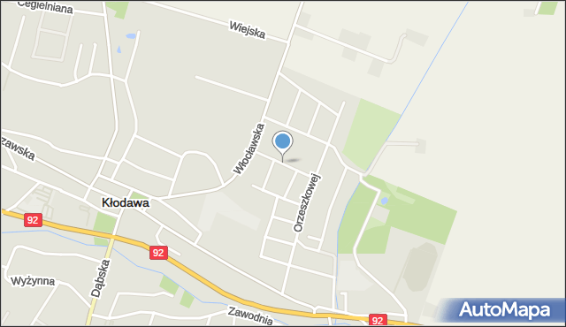 Kłodawa powiat kolski, Strażacka, mapa Kłodawa powiat kolski