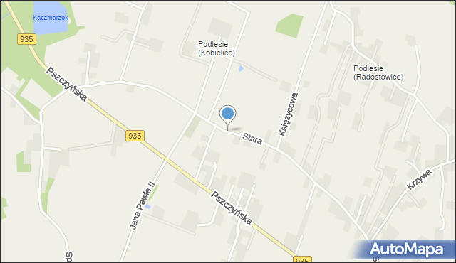 Kobielice gmina Suszec, Stara Droga, mapa Kobielice gmina Suszec