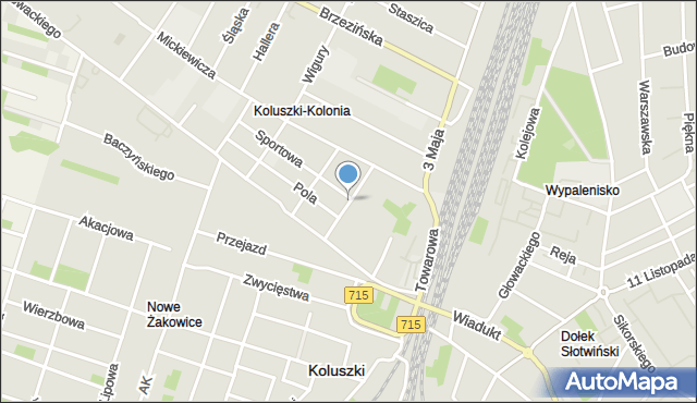 Koluszki, Strzemińskiego, mapa Koluszki