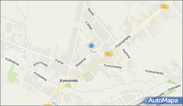 Komorniki powiat poznański, Staszica Stanisława, mapa Komorniki powiat poznański