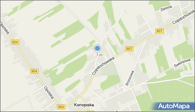 Konopiska powiat częstochowski, Stawowa, mapa Konopiska powiat częstochowski