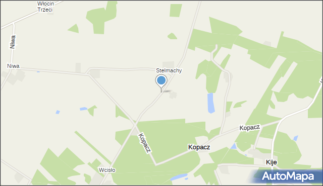 Kopacz gmina Błaszki, Stelmachy, mapa Kopacz gmina Błaszki