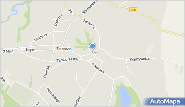 Koprzywnica powiat sandomierski, Stare Zarzecze, mapa Koprzywnica powiat sandomierski