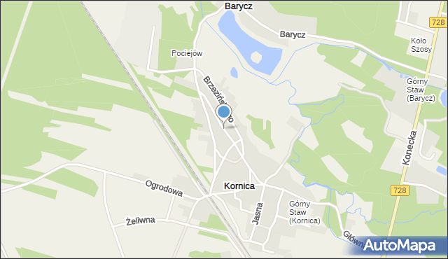 Kornica, Strażacka, mapa Kornica