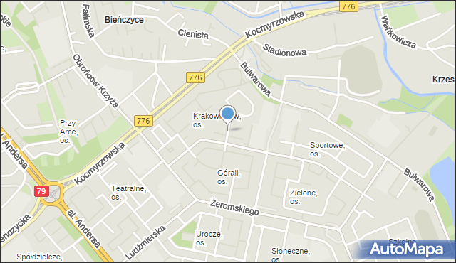Kraków, Stalowa, mapa Krakowa