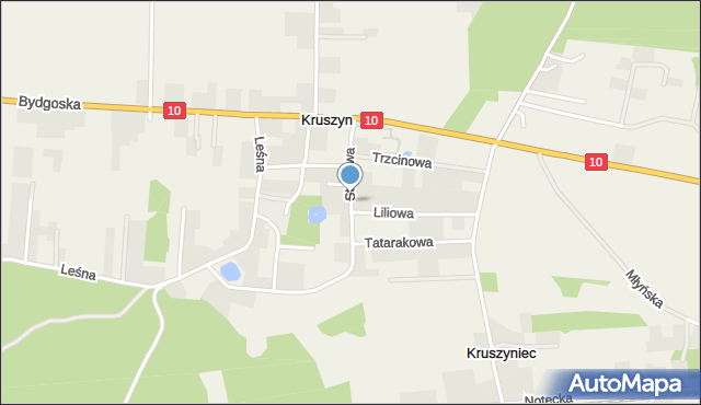 Kruszyn gmina Sicienko, Stawowa, mapa Kruszyn gmina Sicienko