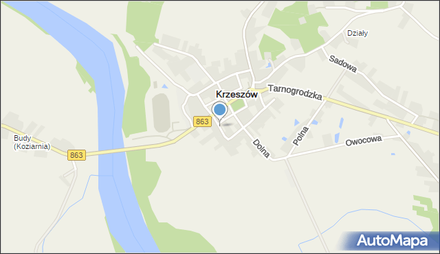 Krzeszów powiat niżański, Stolarska, mapa Krzeszów powiat niżański