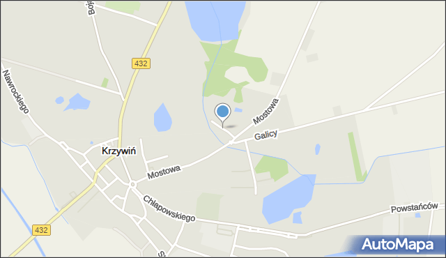 Krzywiń, Strumykowa, mapa Krzywiń