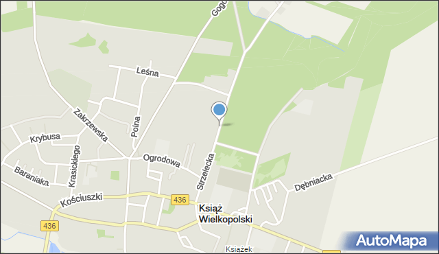 Książ Wielkopolski, Strzelecka, mapa Książ Wielkopolski