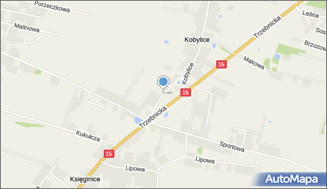 Księginice gmina Trzebnica, Stawowa, mapa Księginice gmina Trzebnica