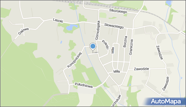 Łaziska Górne, Stawowa, mapa Łaziska Górne