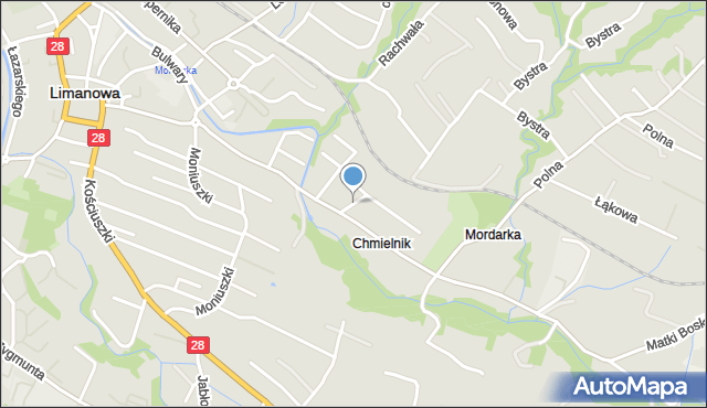 Limanowa, Strażacka, mapa Limanowa