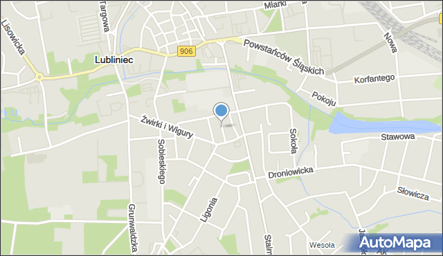 Lubliniec, Strażacka, mapa Lubliniec