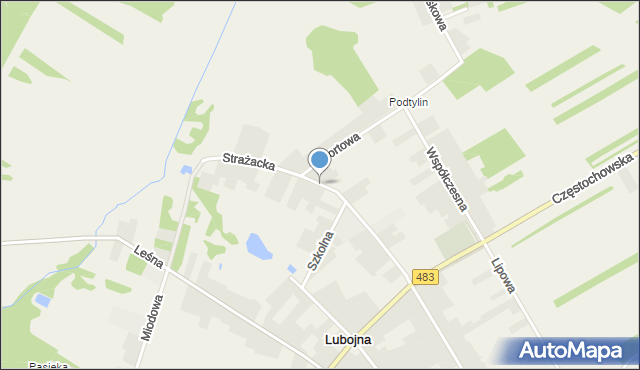 Lubojna, Strażacka, mapa Lubojna