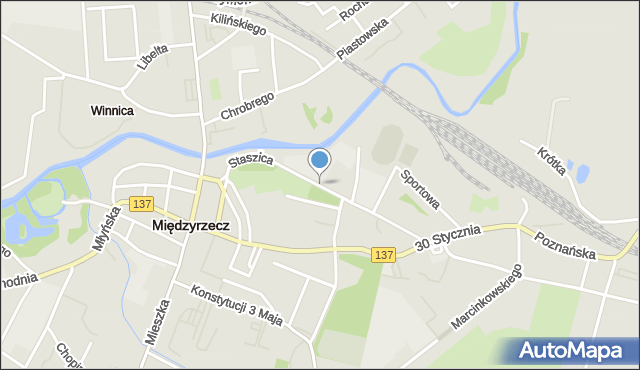 Międzyrzecz, Staszica Stanisława, mapa Międzyrzecz