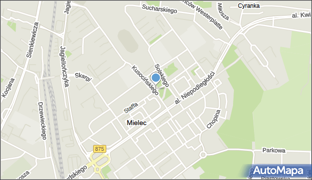 Mielec, Staffa Leopolda, mapa Mielca