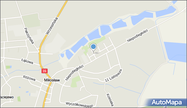 Miłosław powiat wrzesiński, Strajków Szkolnych, mapa Miłosław powiat wrzesiński