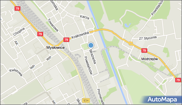 Mysłowice, Strażacka, mapa Mysłowice