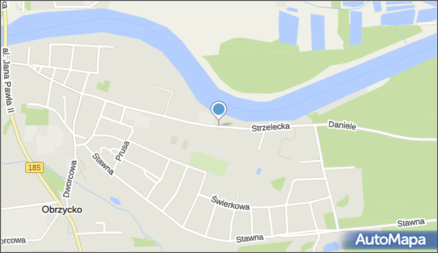 Obrzycko, Strzelecka, mapa Obrzycko